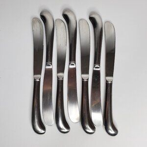 Stainless Steel Pistol Grip Knives Vintage American Colonial Flatware Lot of 7